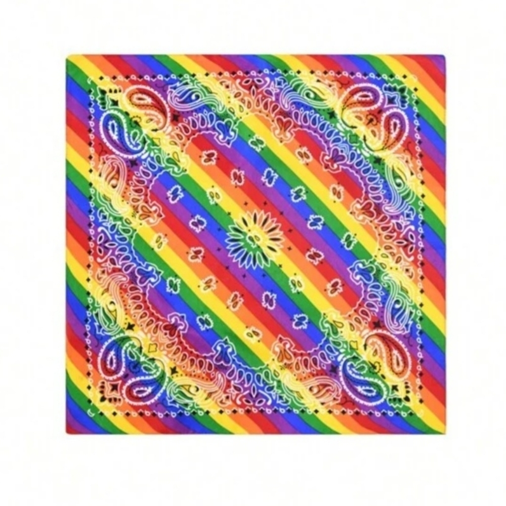 Bandana Hair Accessories Rainbow multicolored LGBTQIA+ Pride Square shaped - Picture 1 of 17